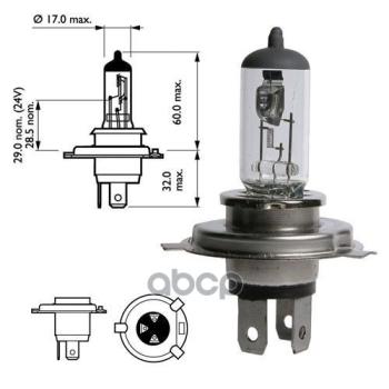 167 р. Лампа Галогеновая H4 12V  6055W Narva  P43t (48881*) Narva арт. 48881*  с доставкой в г. Кемерово. Увеличить фотографию 1