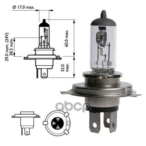 167 р. Лампа Галогеновая H4 12V  6055W Narva  P43t (48881*) Narva арт. 48881*  с доставкой в г. Кемерово