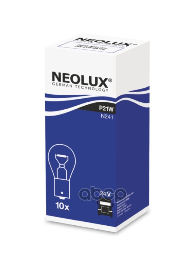 73 р. Лампа 24 V 21 W Neolux  (Повторитель,Стоп-Сигнал,Задн.ход) Ba15s Original (Nl-241) Neolux арт. N241  с доставкой в г. Кемерово