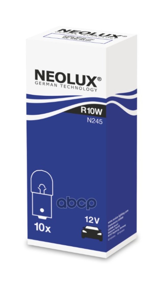 41 р. Лампа 12 V 10 W Neolux (Стоп-Сигнал,Габариты) Ba15s Original (Nl-245) Neolux арт. N245  с доставкой в г. Кемерово