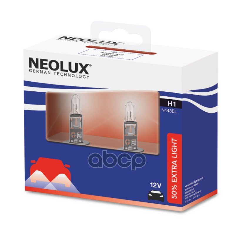 549 р. Лампа Галогеновая H1 12V  55W Neolux Extra Light +50% (К-Кт 2Шт) Original (Nl-448El2) Neolux арт. N448EL-2SCB  с доставкой в г. Кемерово