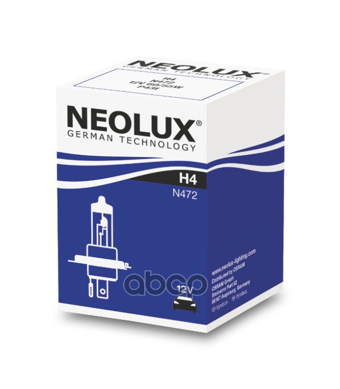 225 р. Лампа Галогеновая H4 12V  6055W Neolux  P43t-38 Original (Nl-472) Neolux арт. N472  с доставкой в г. Кемерово