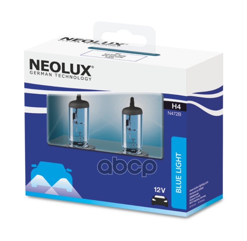 1 029 р. Лампа Галогеновая H4 12V  6055W Neolux Blue Light4000k  (Кт-2Шт) Original (N472b-Scb) Neolux арт. N472B-2SCB  с доставкой в г. Кемерово