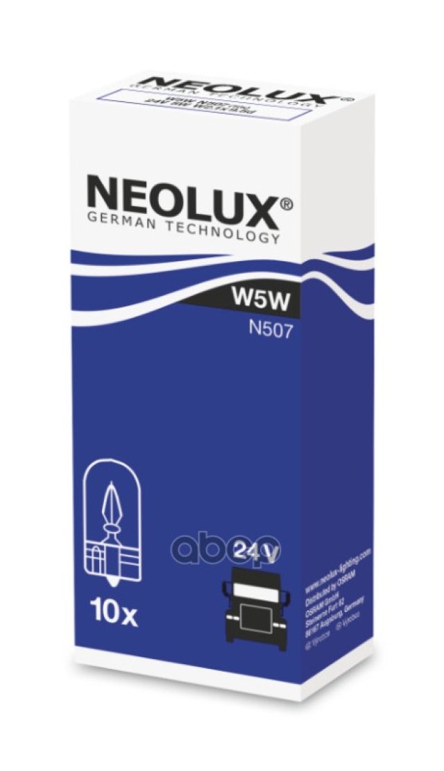 42 р. Лампа 24 V  5 W Neolux  Без Цоколя W2.1x9.5d Original (Nl-507) Neolux арт. N507  с доставкой в г. Кемерово