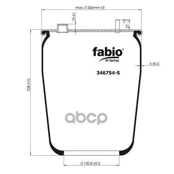 6 499 р. Пневмоподушка Задней Оси Daf Euro 6 (Передняя) Без Стакана FABIO арт. 346754S  с доставкой в г. Кемерово. Увеличить фотографию 1
