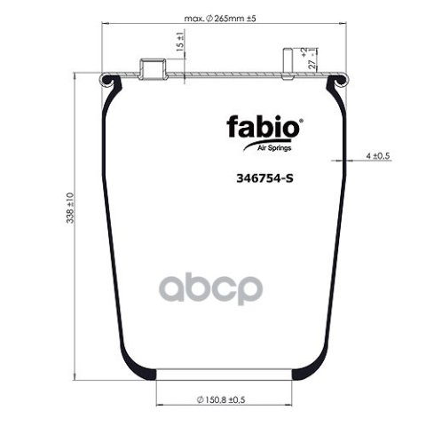 6 499 р. Пневмоподушка Задней Оси Daf Euro 6 (Передняя) Без Стакана FABIO арт. 346754S  с доставкой в г. Кемерово