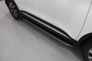 Пороги алюминиевые с пластиковой накладкой ТСС Тюнинг Subaru Outback  BR/B14 (2009-2013) дорестайлинг универсал (карбон серые)