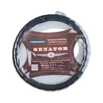 1 289 р. Оплетка руля (L) 39-41см черная кожа Vermont SENATOR  с доставкой в г. Кемерово. Увеличить фотографию 1