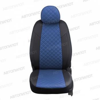 8 249 р. Чехлы сидений (экокожа, 40/60, без подлокотника, Ambition) Автопилот Ромб  Skoda Karoq  NU7 (2017-2025) дорестайлинг, рестайлинг (черный/синий)  с доставкой в г. Кемерово. Увеличить фотографию 4