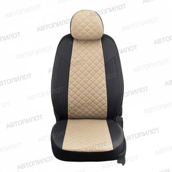 8 249 р. Чехлы сидений (экокожа, 40/60, без подлокотника, Ambition) Автопилот Ромб  Skoda Karoq  NU7 (2017-2025) дорестайлинг, рестайлинг (черный/бежевый)  с доставкой в г. Кемерово. Увеличить фотографию 4