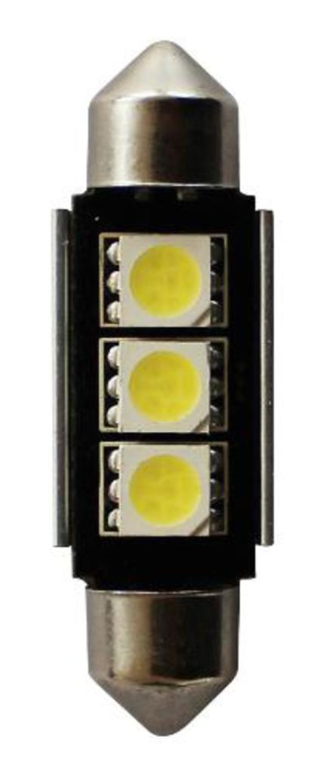 109 р. Лампа светодиодная 24V C5W SV8.5-8 6000K двухцокольная 3 светодиода MEGAPOWER  с доставкой в г. Кемерово