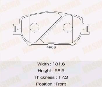 1 559 р. Колодки тормозные TOYOTA Camry (01-06) передние (4шт.) MASUMA  с доставкой в г. Кемерово. Увеличить фотографию 1