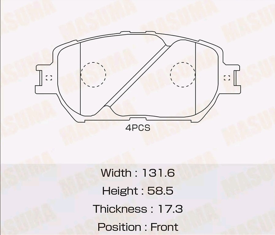 1 559 р. Колодки тормозные TOYOTA Camry (01-06) передние (4шт.) MASUMA  с доставкой в г. Кемерово