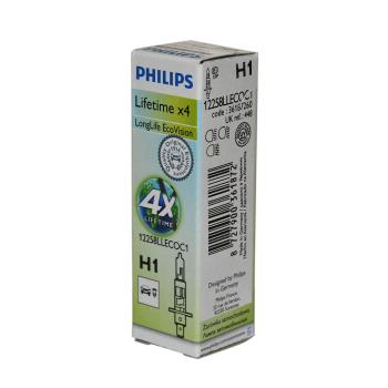 369 р. Лампа 12V H1 55W P14.5s 3100K Long Life EcoVision PHILIPS  с доставкой в г. Кемерово. Увеличить фотографию 1
