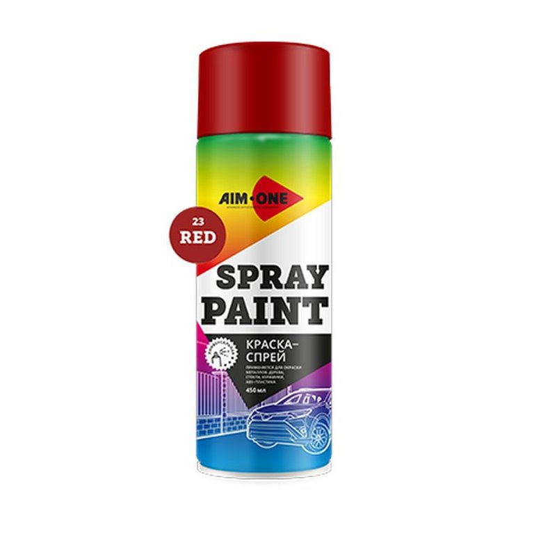 263 р. Краска красная аэрозоль 450мл акриловая Spray Paint Red AIM-ONE  с доставкой в г. Кемерово
