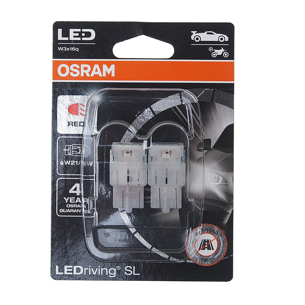 2 299 р. Лампа светодиодная 12V W215W W3x16q блистер (2шт.) LEDriving SL Red OSRAM  с доставкой в г. Кемерово