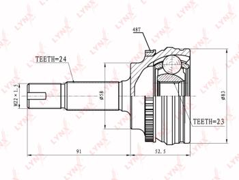 ШРУС наружный TOYOTA Yaris (99-05) передний LYNX