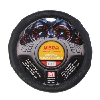 459 р. Оплетка руля (M) 37-39см черная MISTAR  с доставкой в г. Кемерово. Увеличить фотографию 1
