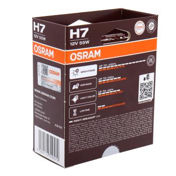 3 699 р. Лампа 12V H7 55W PX26d +200% 3700K экобокс (2шт.) Night Breaker 220 OSRAM  с доставкой в г. Кемерово. Увеличить фотографию 3