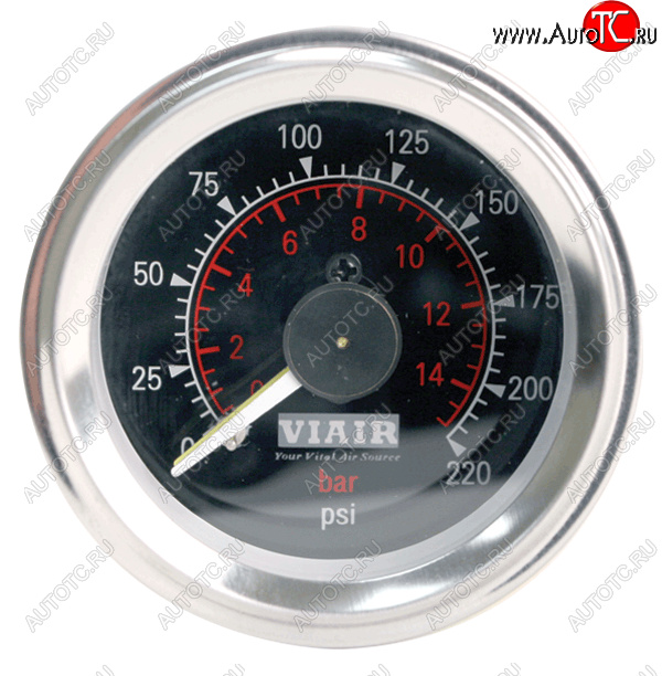 5 799 р. Манометр VIAIR 2 220 PSI, 2 контура, с подсветкой, черный Viair 90080  с доставкой в г. Кемерово