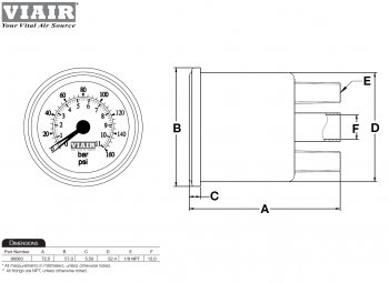 5 799 р. Манометр VIAIR 2 220 PSI, 2 контура, с подсветкой, черный Viair 90080  с доставкой в г. Кемерово. Увеличить фотографию 5