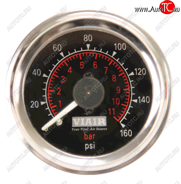 5 799 р. Манометр VIAIR 2 160 PSI, 2 контура, с подсветкой, черный Viair 90082  с доставкой в г. Кемерово