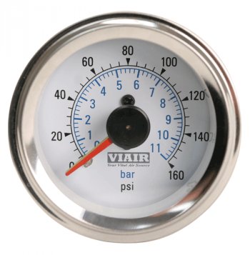 5 799 р. Манометр VIAIR 2 160 PSI, 2 контура, с подсветкой, белый Viair 90083  с доставкой в г. Кемерово. Увеличить фотографию 1