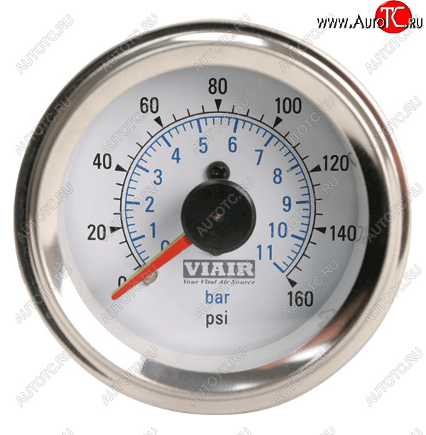 5 799 р. Манометр VIAIR 2 160 PSI, 2 контура, с подсветкой, белый Viair 90083  с доставкой в г. Кемерово