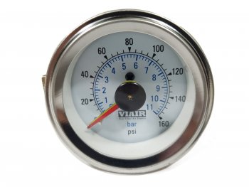 5 799 р. Манометр VIAIR 2 160 PSI, 2 контура, с подсветкой, белый Viair 90083  с доставкой в г. Кемерово. Увеличить фотографию 6
