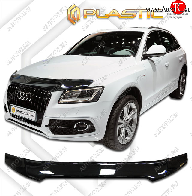 2 199 р. Дефлектор капота CA-Plastic  Audi Q5  8R (2012-2017) рестайлинг (classic черный, без надписи)  с доставкой в г. Кемерово