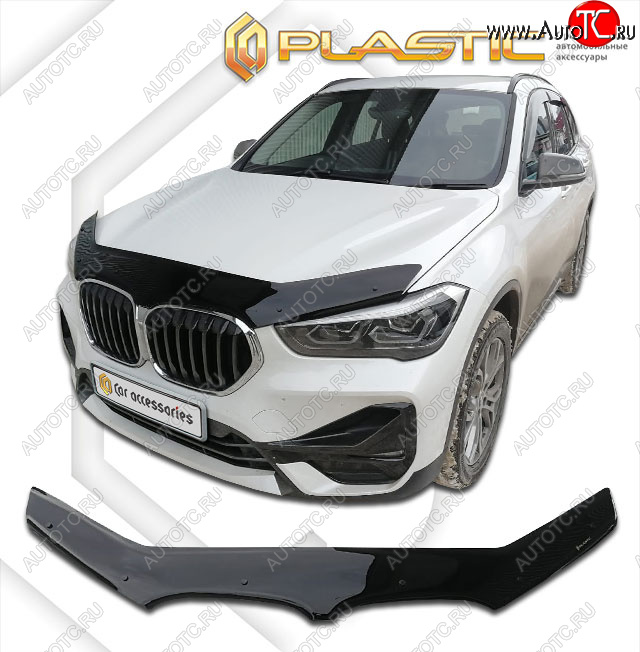 2 199 р. Дефлектор капота CA-Plastic  BMW X1  F48 (2015-2022) дорестайлинг, рестайлинг (classic черный, без надписи)  с доставкой в г. Кемерово