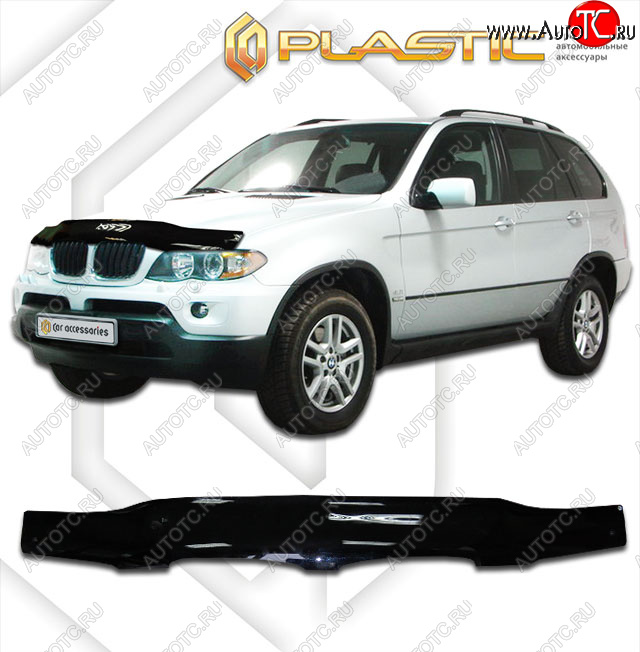 2 079 р. Дефлектор капота CA-Plastic  BMW X5  E53 (2003-2006) рестайлинг (classic черный, без надписи)  с доставкой в г. Кемерово