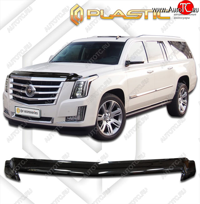 2 299 р. Дефлектор капота CA-Plastic  Cadillac Escalade  GMTK2 джип 5 дв. (2015-2020) короткая база (classic черный, без надписи)  с доставкой в г. Кемерово