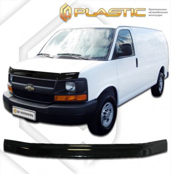 2 099 р. Дефлектор капота CA-Plastic  Chevrolet Express  GMT610 (2002-2014) рестайлинг (classic черный, без надписи)  с доставкой в г. Кемерово. Увеличить фотографию 1