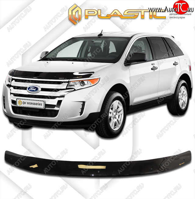 1 999 р. Дефлектор капота CA-Plastic  Ford Edge  U387 (2011-2015) рестайлинг (classic черный, без надписи)  с доставкой в г. Кемерово