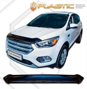 2 099 р. Дефлектор капота CA-Plastic  Ford Escape  3 (2016-2019) рестайлинг (classic черный, без надписи)  с доставкой в г. Кемерово. Увеличить фотографию 1