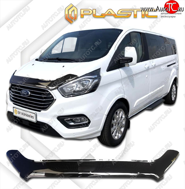 2 199 р. Дефлектор капота CA-Plastic  Ford Tourneo Custom (2017-2021) рестайлинг (classic черный, без надписи)  с доставкой в г. Кемерово