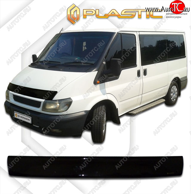 2 159 р. Дефлектор капота CA-Plastic  Ford Transit (2000-2006) цельнометаллический фургон дорестайлинг (classic черный, без надписи)  с доставкой в г. Кемерово