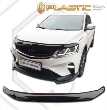 2 199 р. Дефлектор капота (рынок РФ) CA-Plastic Geely Coolray SX11 дорестайлинг (2018-2023) (серия Сlassic черный, без надписи)  с доставкой в г. Кемерово. Увеличить фотографию 2