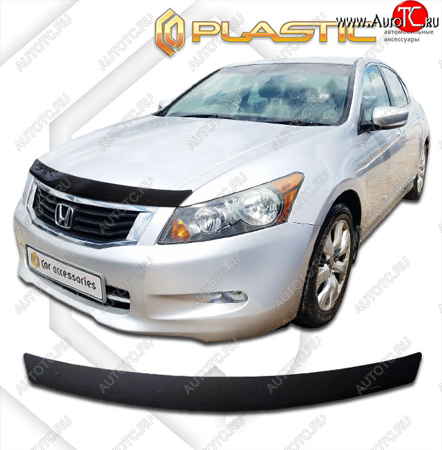 1 839 р. Дефлектор капота (UsA) CA-Plastic Honda Accord 8 CU седан дорестайлинг (2008-2011) (classic черный, без надписи)  с доставкой в г. Кемерово