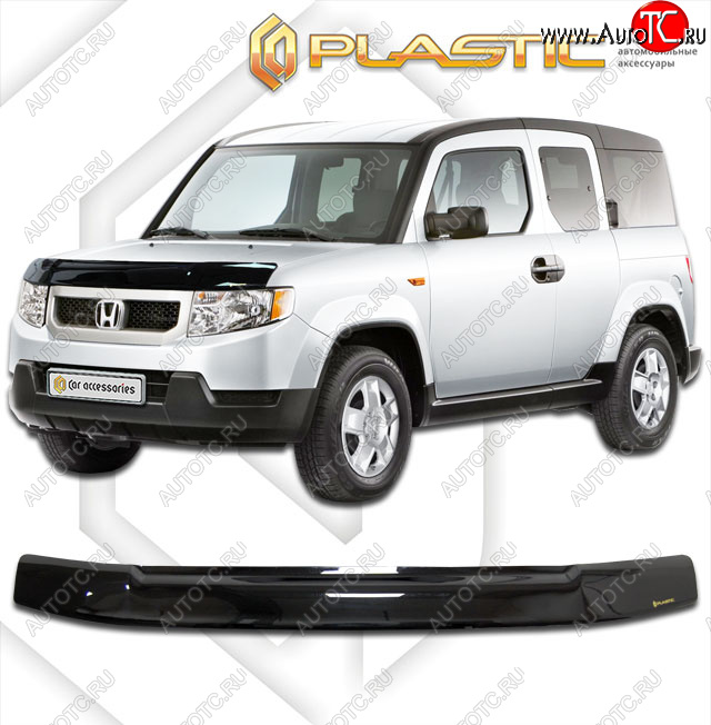 2 159 р. Дефлектор капота CA-Plastic Honda Element 1 YH 2-ой рестайлинг (2008-2011) (classic черный, без надписи)  с доставкой в г. Кемерово