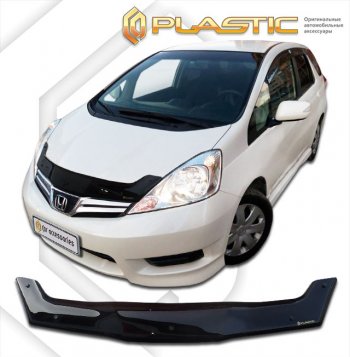 2 079 р. Дефлектор капота CA-Plastic  Honda Fit Shuttle  1 GP2,GG7,GG8 (2011-2013) дорестайлинг (серия Сlassic черный, без надписи)  с доставкой в г. Кемерово. Увеличить фотографию 2