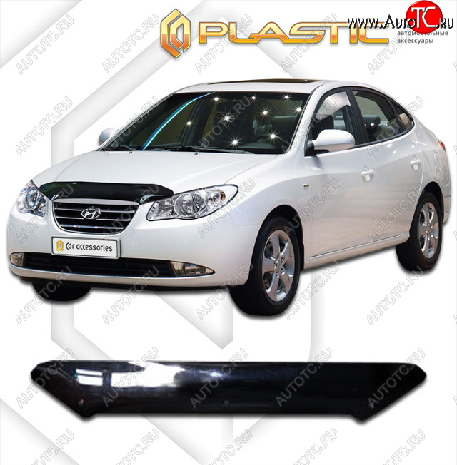 1 899 р. Дефлектор капота CA-Plastic  Hyundai Avante (2006-2010) (classic черный, без надписи)  с доставкой в г. Кемерово