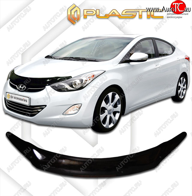 2 159 р. Дефлектор капота CA-Plastic  Hyundai Avante (2010-2013) (classic черный, без надписи)  с доставкой в г. Кемерово
