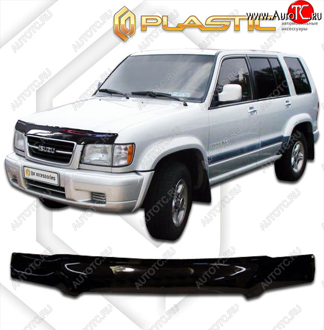 2 199 р. Дефлектор капота CA-Plastic  Isuzu Bighorn  UBS26GW,UBS73GW (1998-2002) 5 дв. 3-ий рестайлинг (classic черный, без надписи)  с доставкой в г. Кемерово