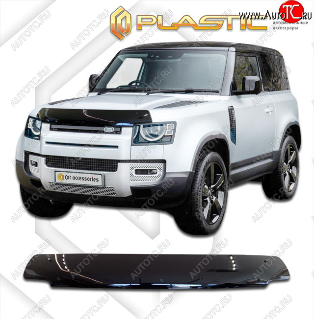 2 199 р. Дефлектор капота CA-Plastic  Land Rover Defender 90  L663 (2019-2022) 3 дв. (classic черный, без надписи)  с доставкой в г. Кемерово