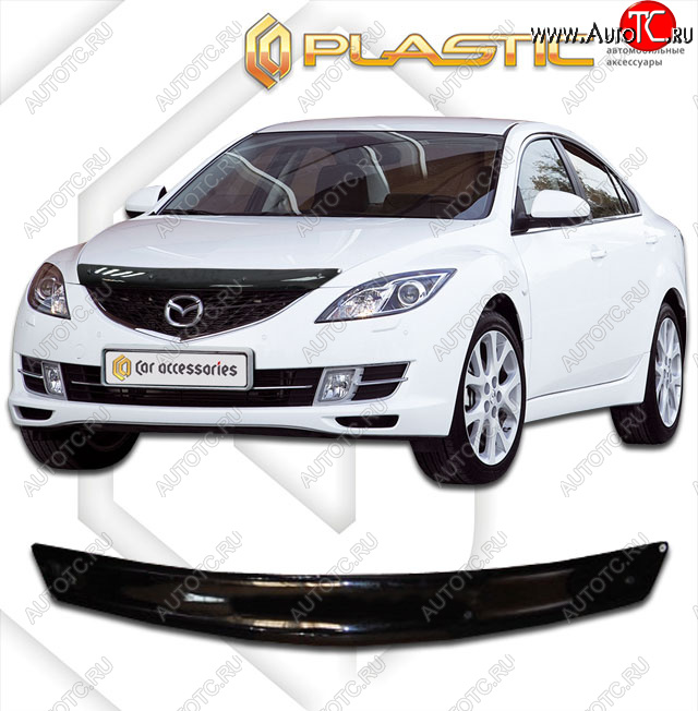 1 899 р. Дефлектор капота (седан) CA-Plastic  Mazda Atenza (2007-2012) (Classic черный)  с доставкой в г. Кемерово