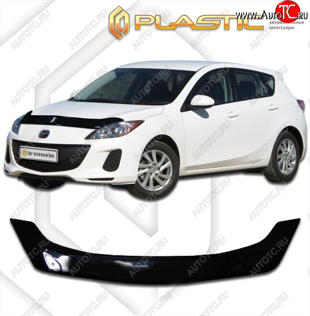 2 079 р. Дефлектор капота CA-Plastic Mazda 3/Axela BL дорестайлинг, хэтчбэк 5 дв. (2009-2011) (Classic черный)  с доставкой в г. Кемерово