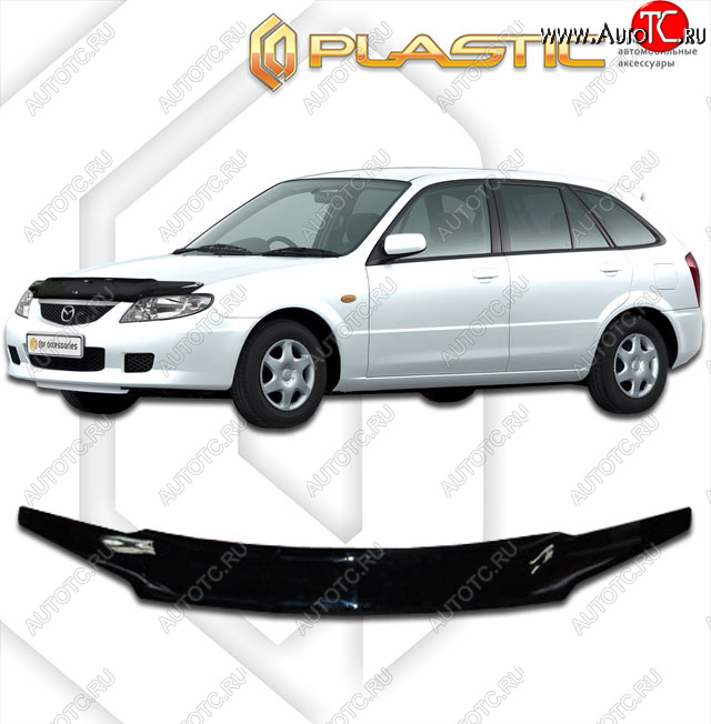2 159 р. Дефлектор капота CA-Plastic  Mazda 323/Familia  седан (2000-2004) BJ рестайлинг (classic черный, без надписи)  с доставкой в г. Кемерово
