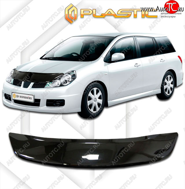 2 159 р. Дефлектор капота CA-Plastic  Mazda Familia Van  универсал (2007-2018) Y12 дорестайлинг, Y12 рестайлинг (classic черный, без надписи)  с доставкой в г. Кемерово